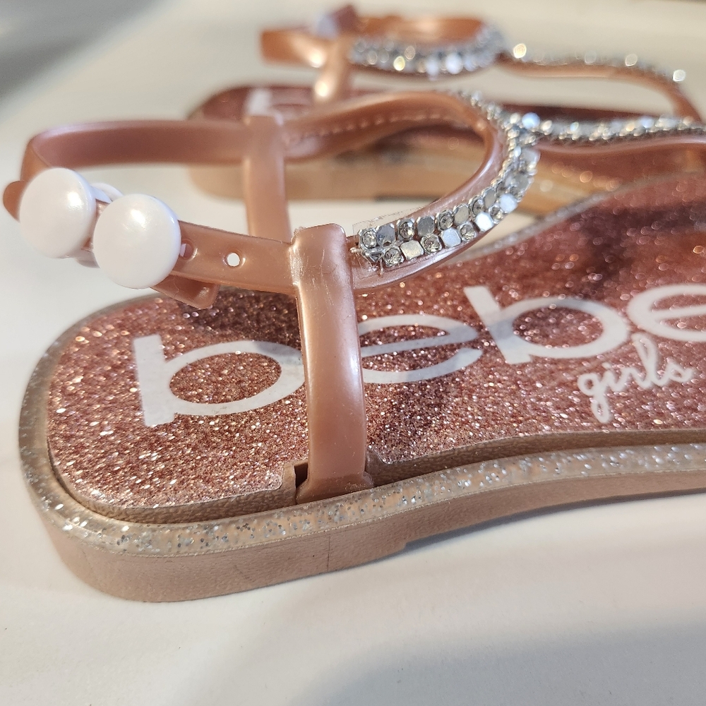Glittery Pink Kids Sandals Sz 9/10 Large - Picture 2 of 4